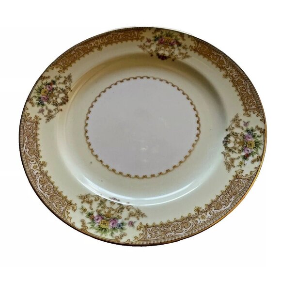 Noritake Occupied Japan Fine China Plate 6" Cream Floral Gold Trim Vintage - Picture 2 of 7